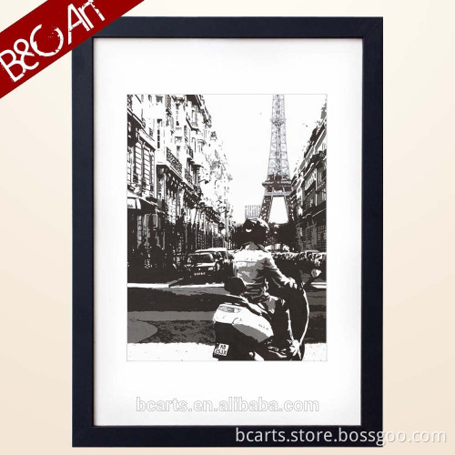 Z(9159) Modern black and white famous Eiffel tower printing on canvas for decor